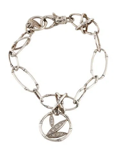 Pre-owned John Hardy Diamond Bamboo Charm Bracelet, 6.75" In Multicolor