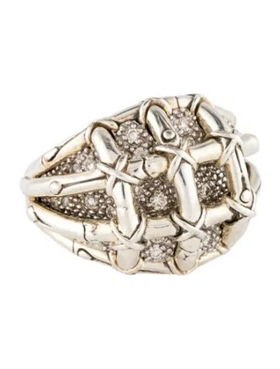 Pre-owned John Hardy Diamond Bamboo Cocktail Ring In Multi