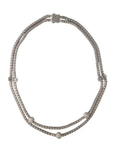Pre-owned John Hardy Diamond Classic Chain Double Row Station Necklace, 15" In Multi