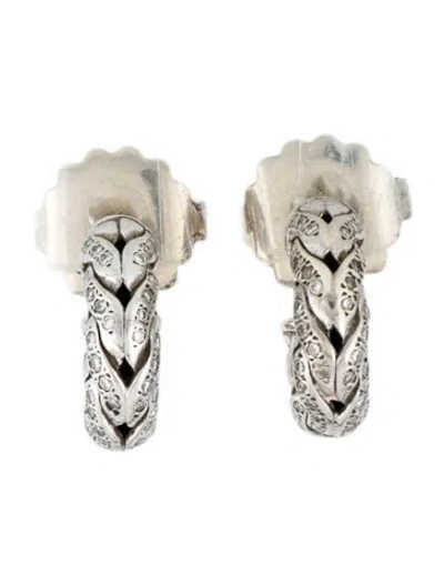 Pre-owned John Hardy Diamond Classic Chain Huggie Hoop Earrrings In Multi