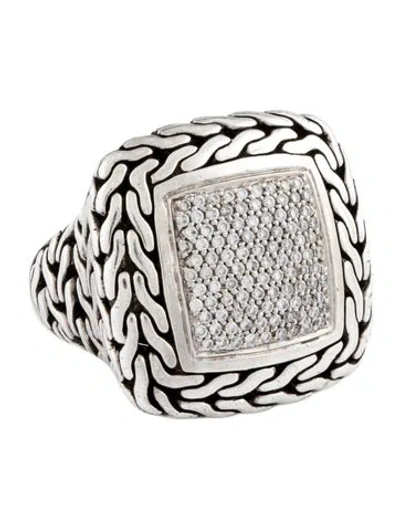 Pre-owned John Hardy Diamond Classic Chain Square Ring In Multicolor