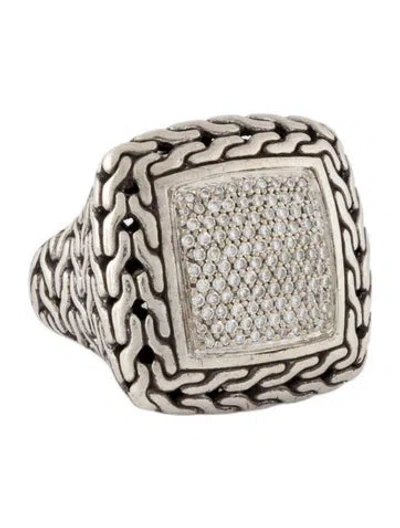Pre-owned John Hardy Diamond Classic Chain Square Signet Ring In Multi