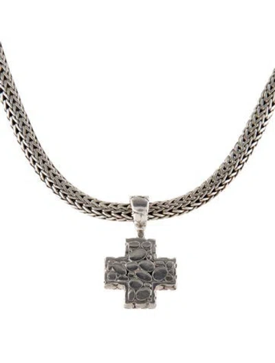 Pre-owned John Hardy Diamond Cross Pendant Necklace, 16" In Multi