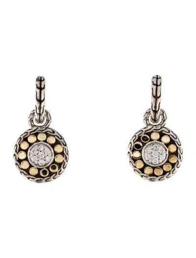 Pre-owned John Hardy Diamond Dot Drop Earrings In Multi