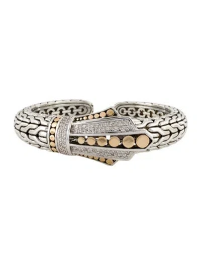 Pre-owned John Hardy Diamond Dot Icon Kick Cuff, 6.5" In Multi
