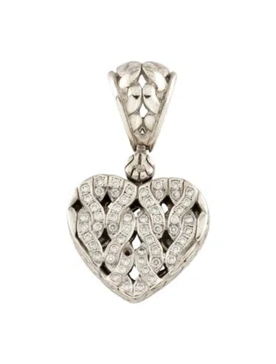 Pre-owned John Hardy Diamond Heart Pendant, 1.25" In Multi