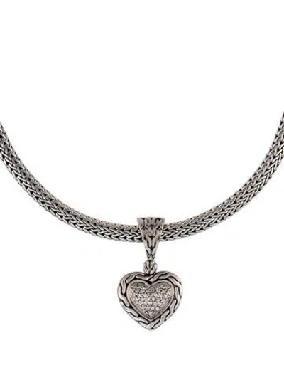 Pre-owned John Hardy Diamond Heart Pendant Necklace, 16" In Multicolor