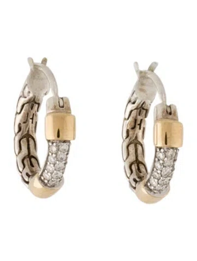Pre-owned John Hardy Diamond Jh Essential Pave Hoop Earrings In Multi