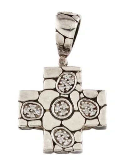 Pre-owned John Hardy Diamond Kali Pebble Cross Pendant In Multi