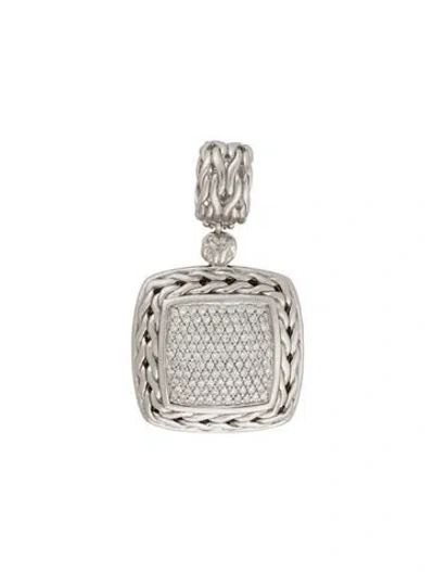 Pre-owned John Hardy Diamond Medium Square Pendant, 1.5" In Multi