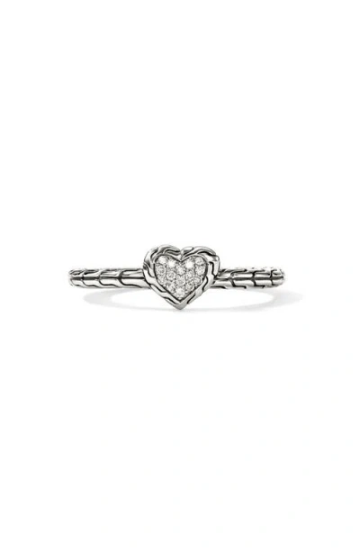 John Hardy Diamond Pavé Heart Ring In Silver