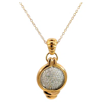 Pre-owned John Hardy Diamond Pave Pendant 18k Necklace Yellow Gold