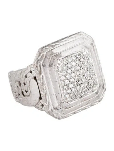 Pre-owned John Hardy Diamond Pavé Square Cocktail Ring In Multi