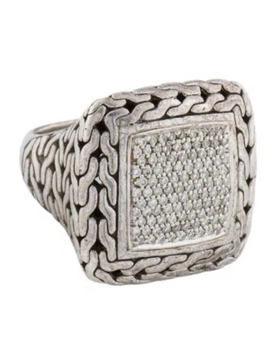Pre-owned John Hardy Diamond Pave Square Ring In Multi