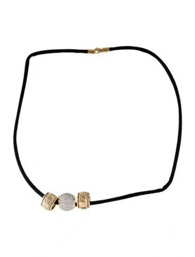 Pre-owned John Hardy Diamond Rondelle Silk Cord Necklace, 17" In Black