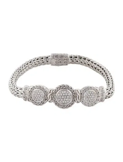 Pre-owned John Hardy Diamond Round Trio Station Bracelet, 6.75" In Multi