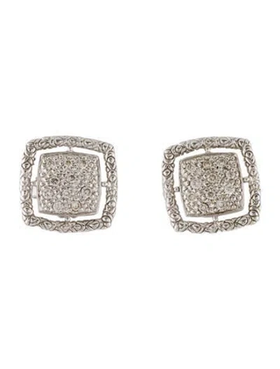 Pre-owned John Hardy Diamond Square Naga Stud Earrings In Multi