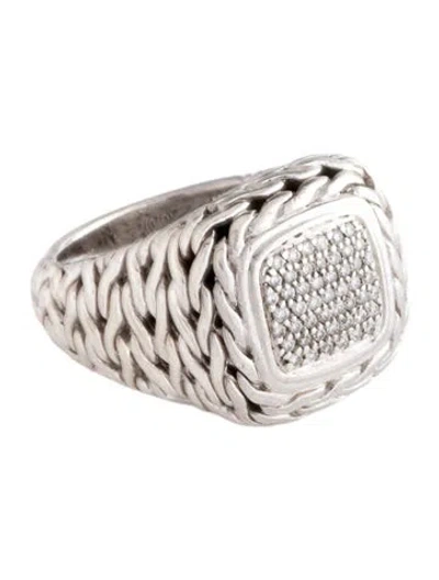 Pre-owned John Hardy Diamond Square Signet Ring In Multi