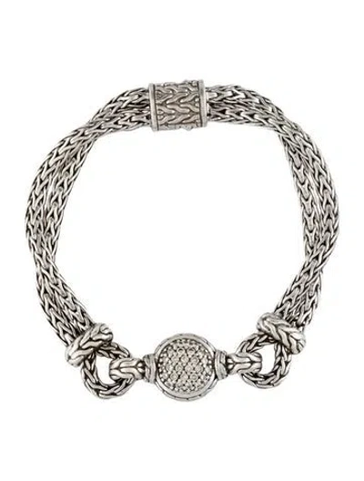 Pre-owned John Hardy Diamond Station Bracelet, 6.75" In Multi