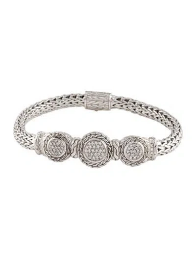 Pre-owned John Hardy Diamond Triple Circle Classic Chain Bracelet, 6.5" In Multi