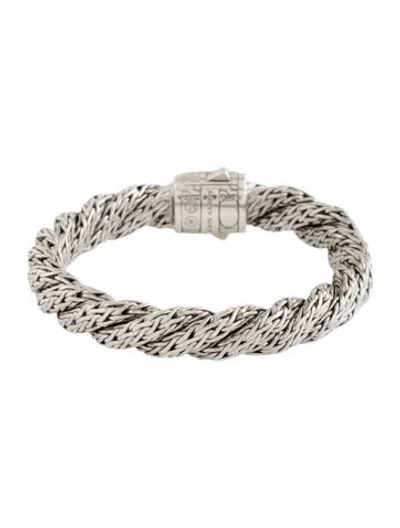 Pre-owned John Hardy Diamond Twisted Classic Chain Bracelet, 6.75" In Clear