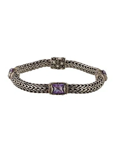 Pre-owned John Hardy Dot Amethyst Station Bracelet, 7" In Multi