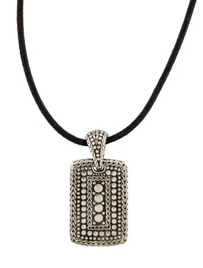 Pre-owned John Hardy Dot Dog Tag Enhancer Pendant W/ Cord Chain, 20" In Multi