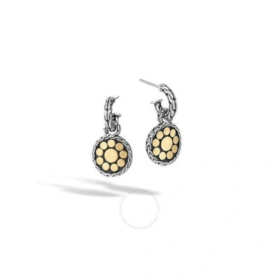 John Hardy Dot Silver & 18k Yellow Gold Small Round Hoop Drop Earrings In Silver-tone