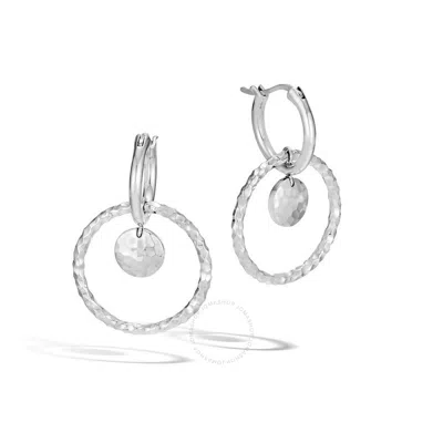 John Hardy Dot Sterling Silver Interlink Hammered Hoop Drop Earrings In Silver Tone