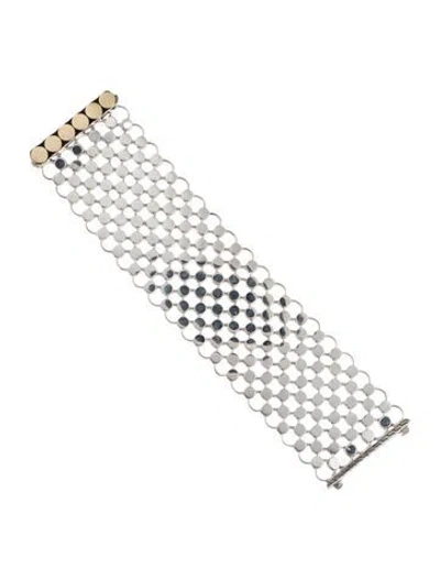 Pre-owned John Hardy Dot Two-tone Chain Mail Wide Bracelet, 6.5" In Multi
