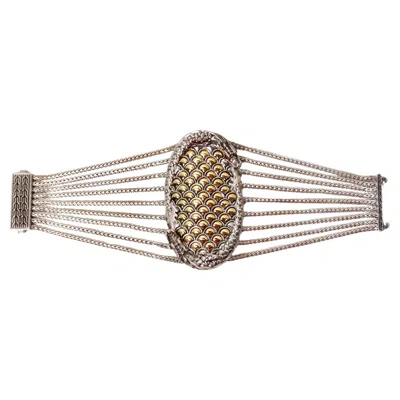 Pre-owned John Hardy Dragon Motif Pendant 18k Gold & Sterling Silver 9-strand Bracelet In Multi