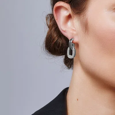 John Hardy Dot Drop Earring In Treated Black Sapphire
