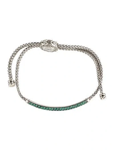 Pre-owned John Hardy Emerald Classic Chain Station Bracelet, 9.75" In Multicolor