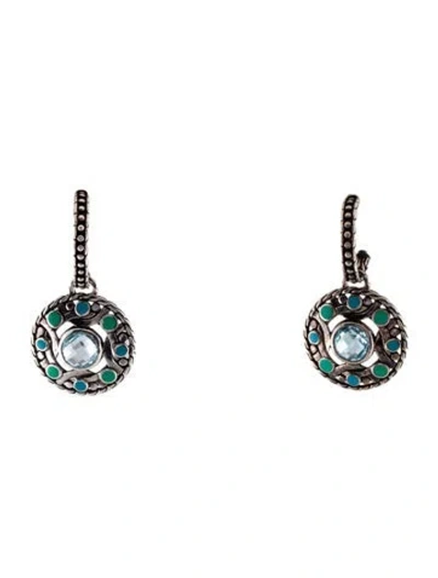 Pre-owned John Hardy Enamel & Topaz Drop Earrings In Multi