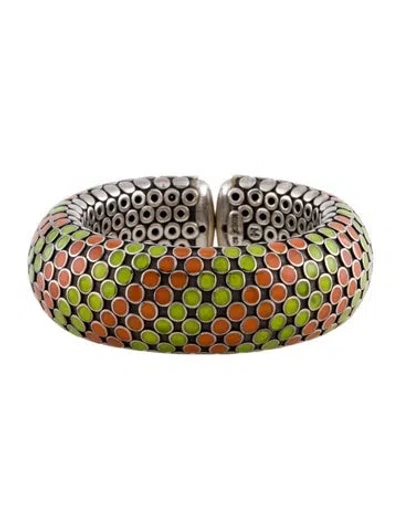 Pre-owned John Hardy Enamel Dot Flex Cuff Bracelet, 6" In Multi
