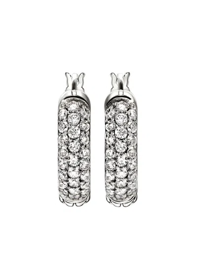 John Hardy Essential Diamond Hoop Earrings In Silver/diamond