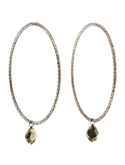 Pre-owned John Hardy Essential Flex Hoop Earrings W/ Unbranded Pyrite Earring Enhancers In Multicolor