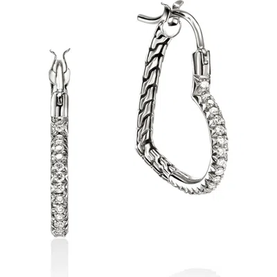John Hardy Essentials Heart Pavé Hoop Earrings In Silver