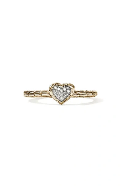 John Hardy Essentials Heart Pavé Ring In Gold