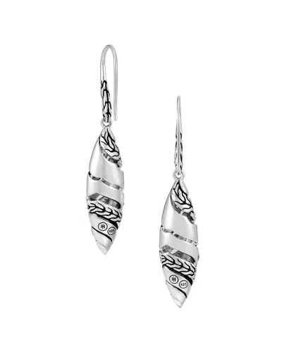 John Hardy Essentials Silver Blue Sapphire Drop Earrings In Green