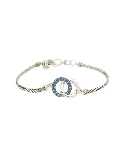 John Hardy Essentials Silver Blue Sapphire Station Bracelet In Metallic
