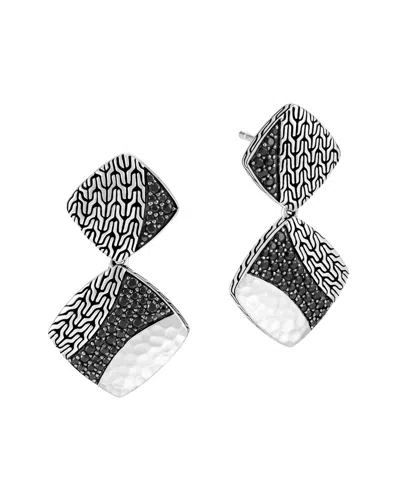 John Hardy Surface Drop Earring In Black Spinel