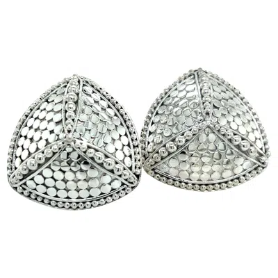 Pre-owned John Hardy Estate Clip On Triangle Dot Earrings Silver In Multi