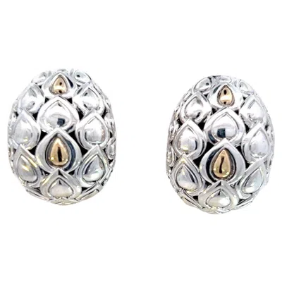 Pre-owned John Hardy Estate Earrings Sterling Silver 14k Y Gold In Multi