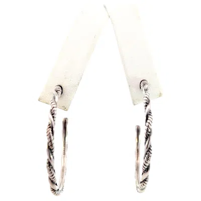 Pre-owned John Hardy Estate "jai" Hoop Earrings 1.75" Silver In Multi