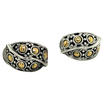 Pre-owned John Hardy Estate Jaisalmer Belly Earrings With Omega Back 18k G Sterling Silver In Multi