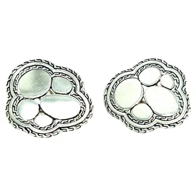 Pre-owned John Hardy Estate Kali Pebble Omega Back Earrings Silver In Multi