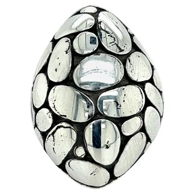 Pre-owned John Hardy Estate Ladies Kali Pebble Marquise Dome Ring 6 Sterling Silver In Multi