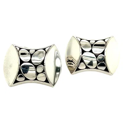 Pre-owned John Hardy Estate Mens Pebble Cufflinks Sterling Silver In Multi