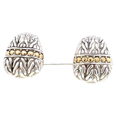 Pre-owned John Hardy Estate No Original Back Earrings Sterling Silver 18k Y Gold In Multi